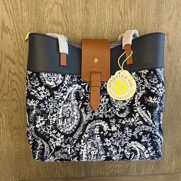 Spartina 449 Olivia Tote Marsh Boardwalk Tote NWT NEW Leather and Embroidered - Picture 4 of 11
